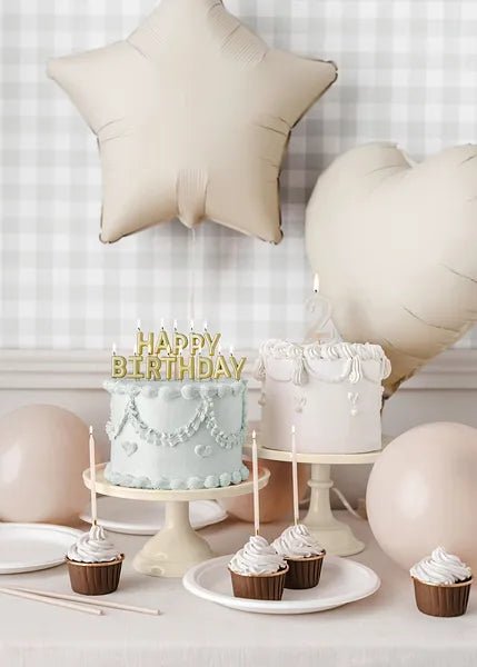 9 Jaar Kaars Beige 10cm