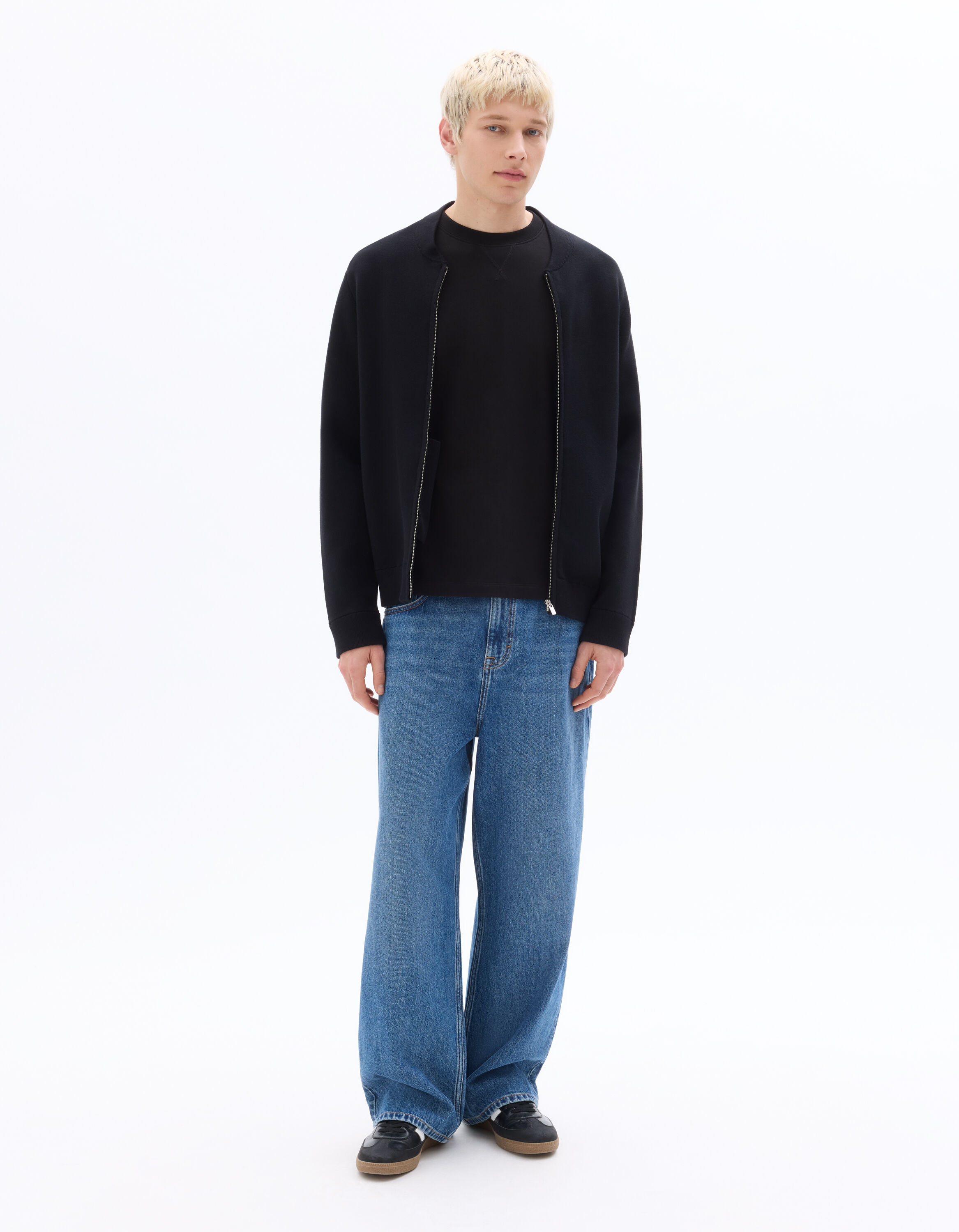 Gilet col bomber zippé - noir