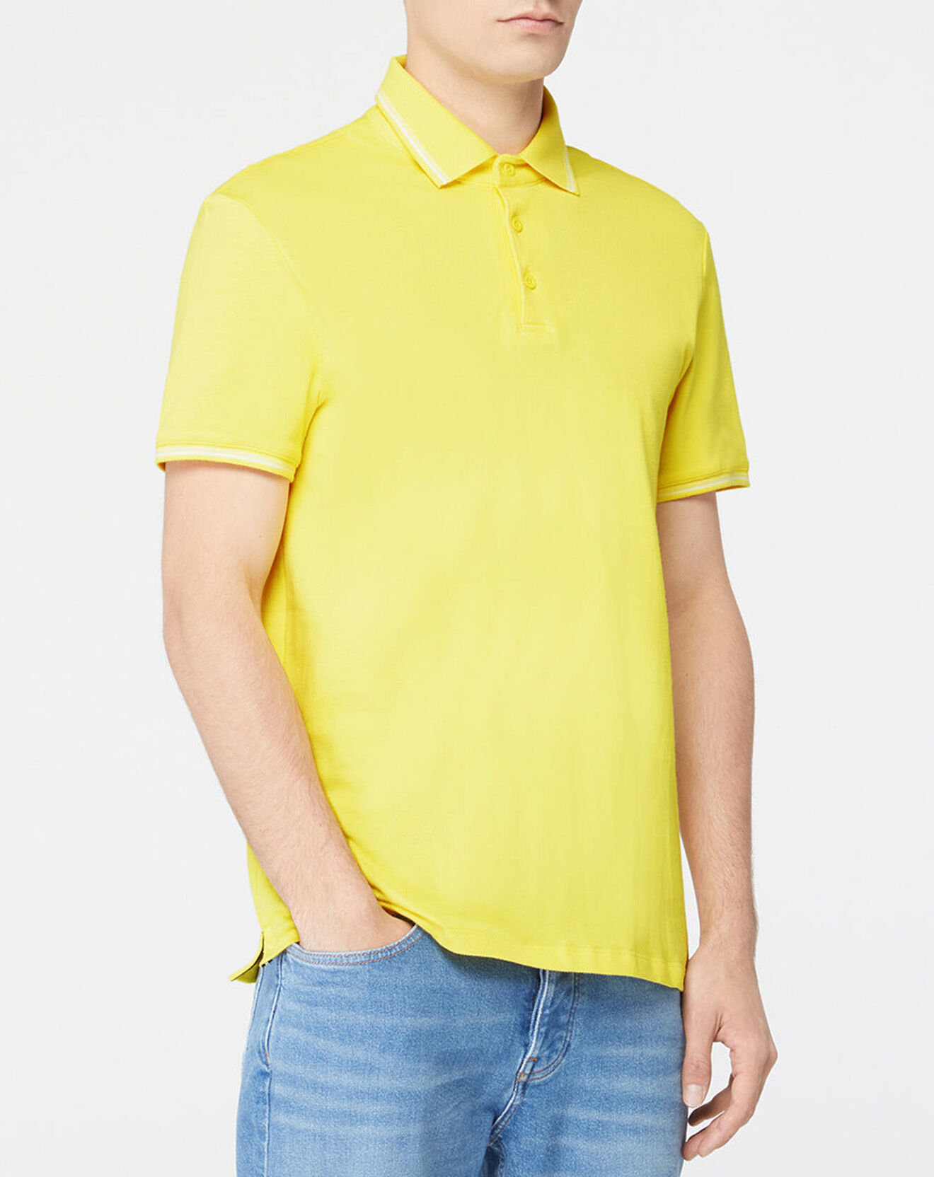 Galeries Lafayette Polo en Coton piqué Polobas liseré jaune