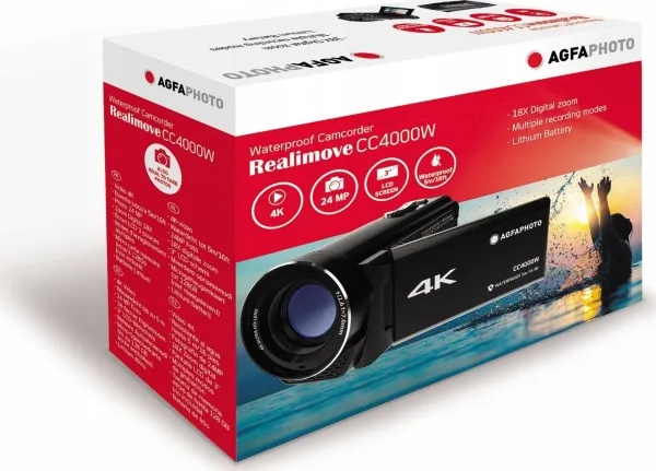 AgfaPhoto Realimove CC4000W - Videokamera - 4K - 24.0 MP - flashkort - undervands op til 5 m - sort