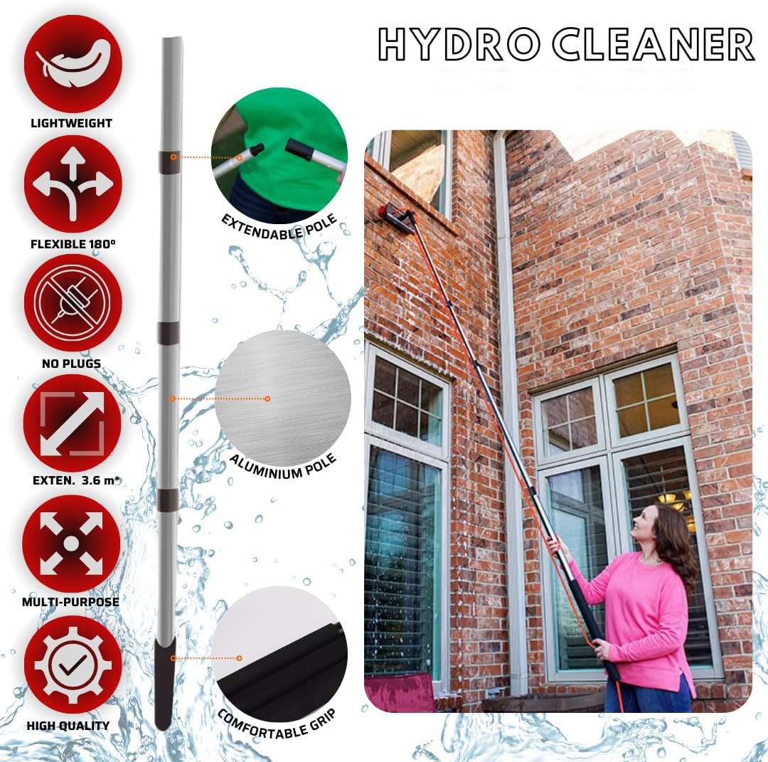 (3.6m) Telescopic Hydrocleaner Waschbürste Outdoor Reinigungs Schrubber Wasser Bürste mit Gartenschlauch Anschluss (VHGSLCIND0482)