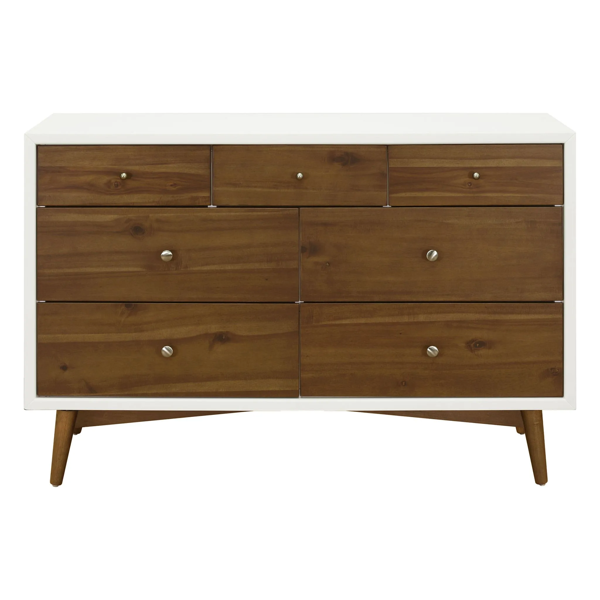 Babyletto Bureau 7 Tiroirs Palma - Blanc Chaud  Noyer