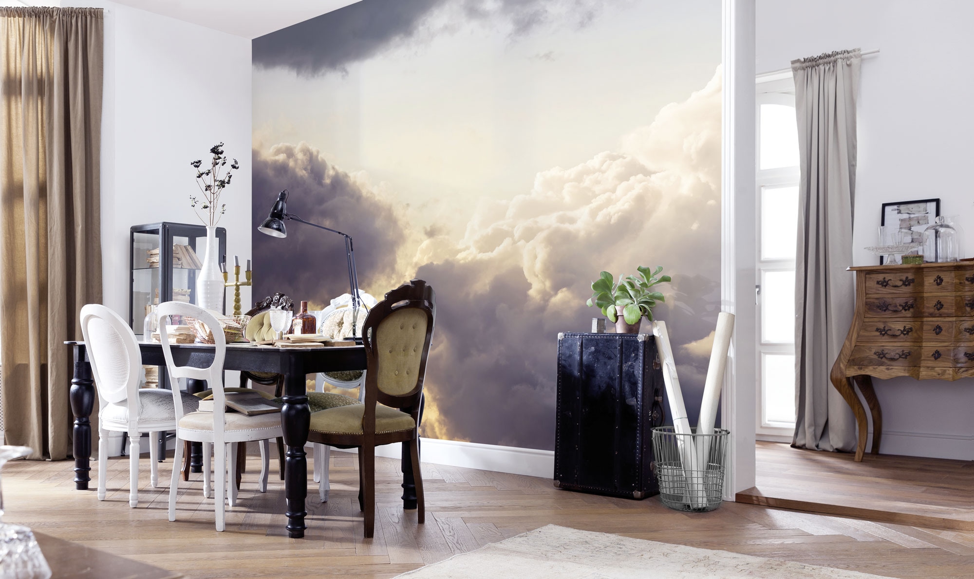 Komar Fototapete »Digitaldruck Vlies -  Cloud Cast - Grösse 300 x 250 cm« bedruckt | floral | geblümt | gemustert | tropisch glatt Wohnzimmer, Schlafzimmer