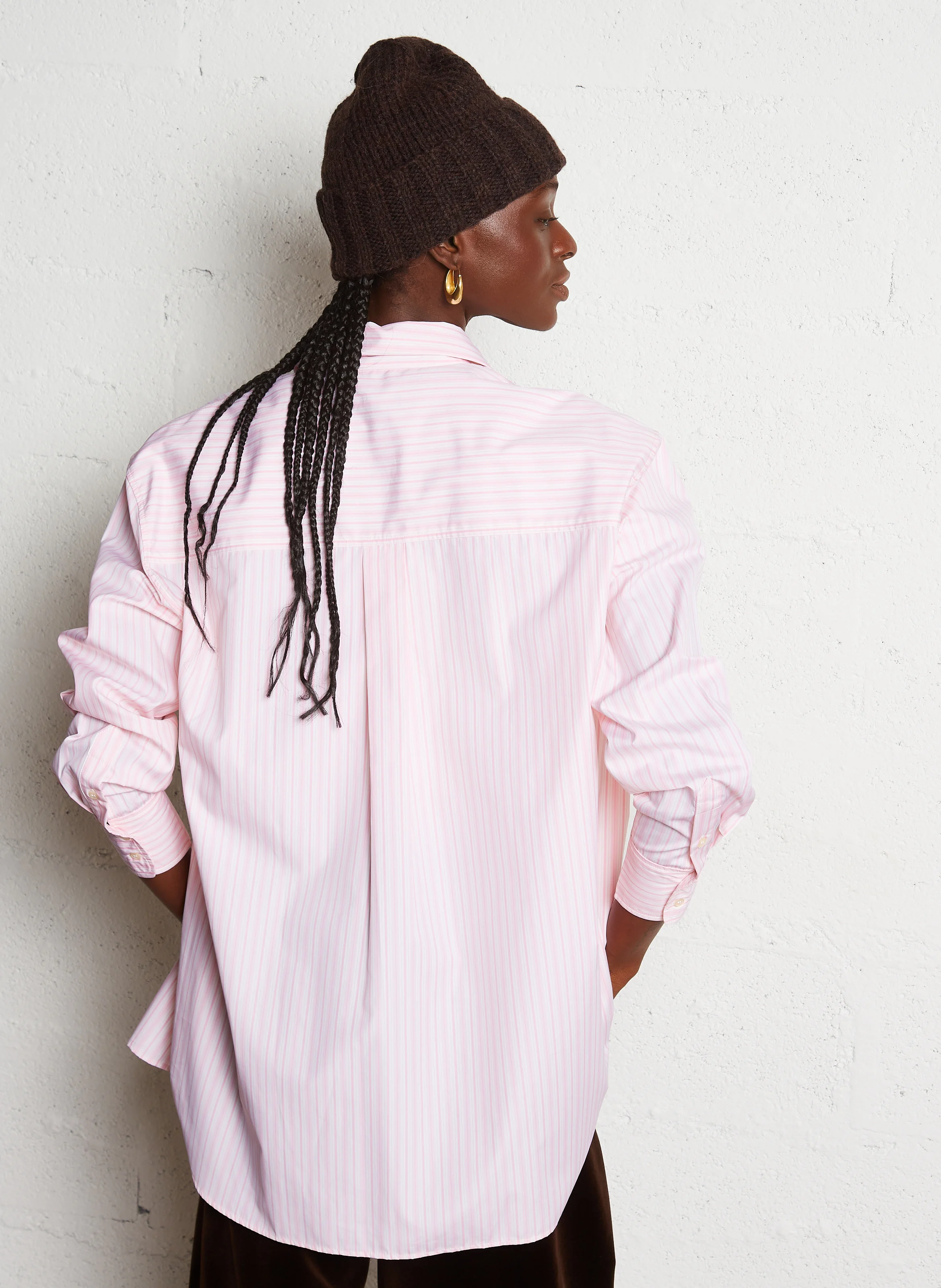 CARLOTTA - Chemise oversize col classique en coton | Rose