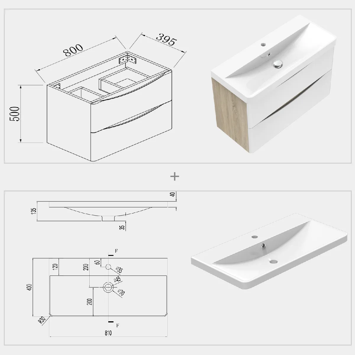 Aica Sanitaire Meuble et Vasque Salle de Bain