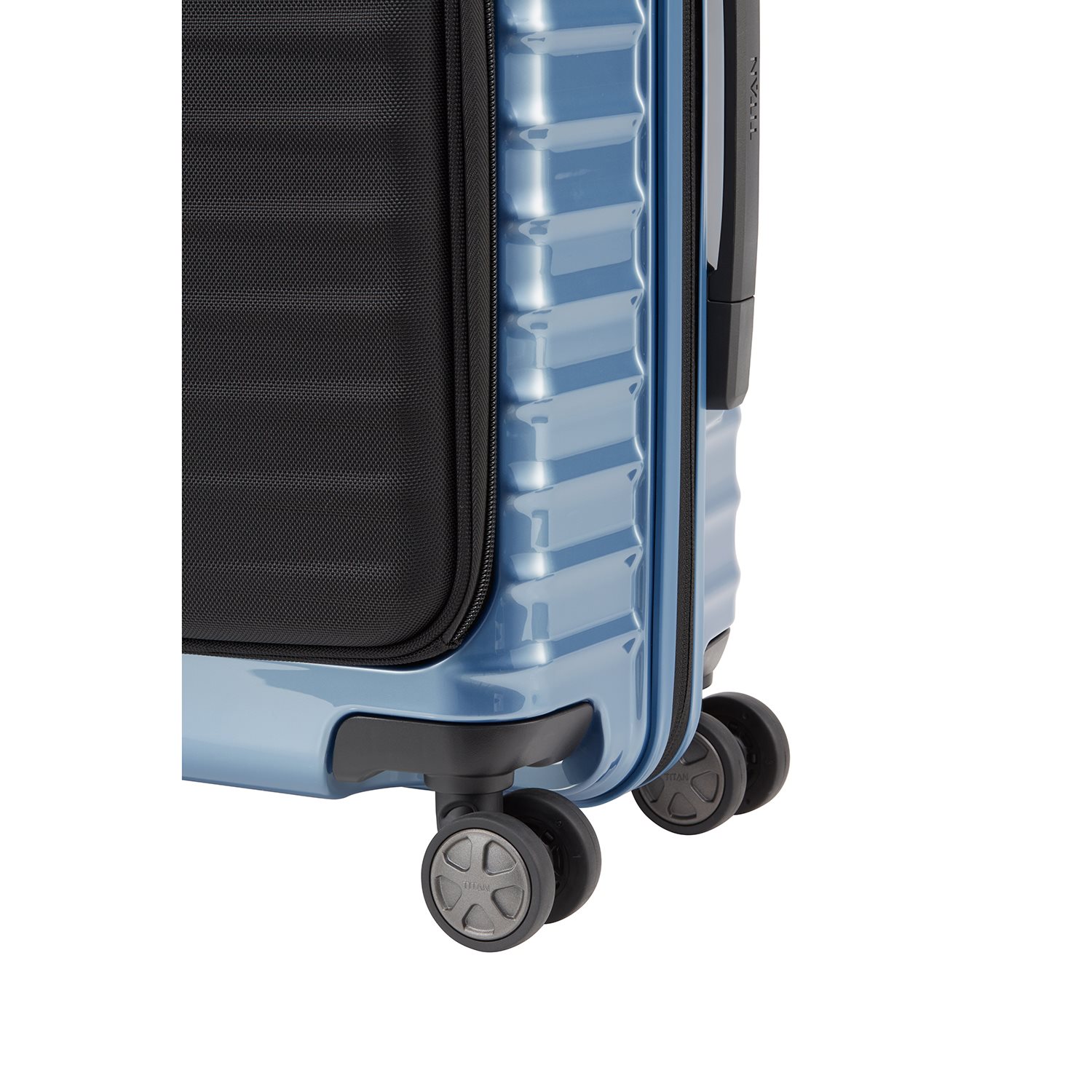 TITAN Litron 4 Wheel Trolley S Frontpocket ice blue