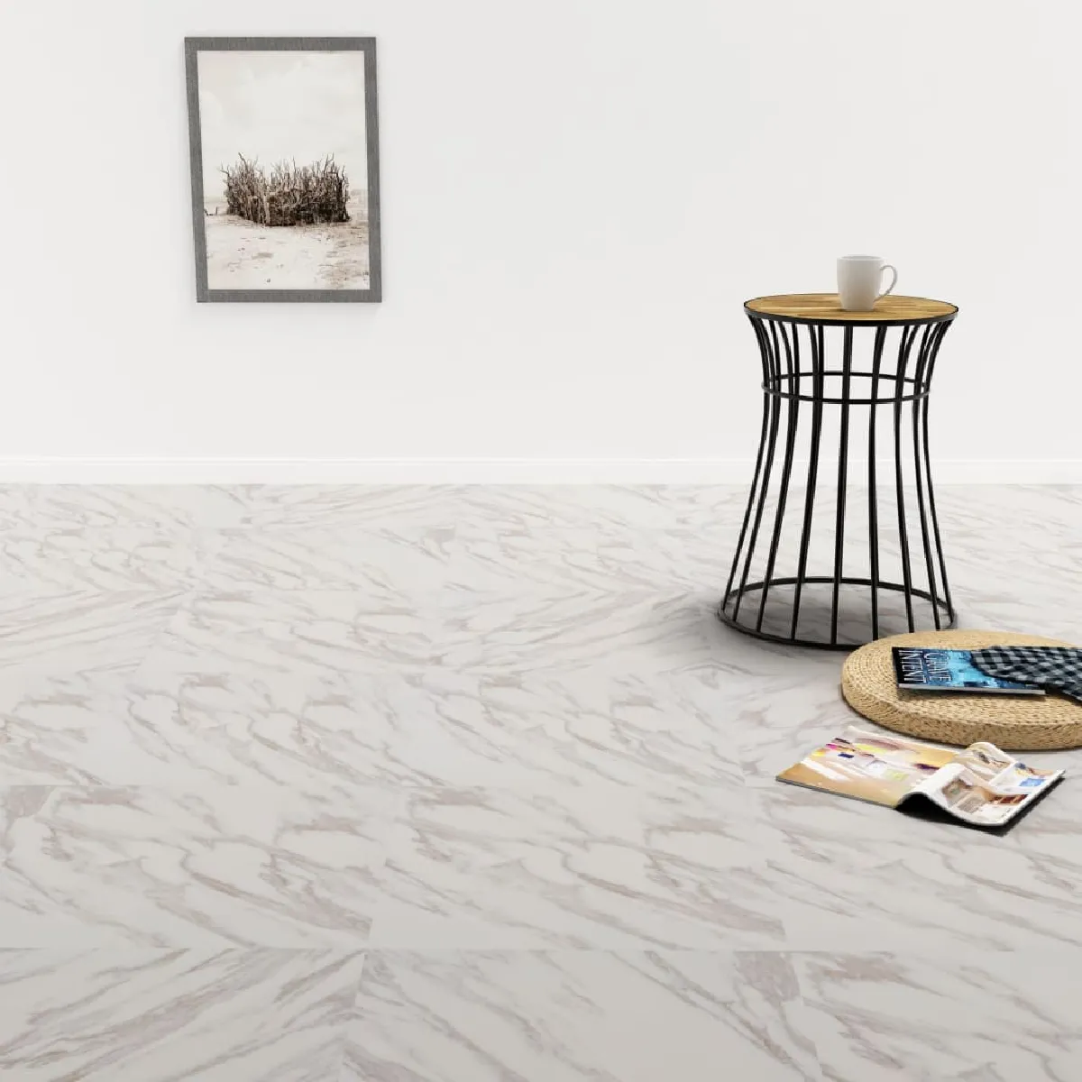 vidaXL Dalles Autoadhésives 5,11 m² - Blanc marbre