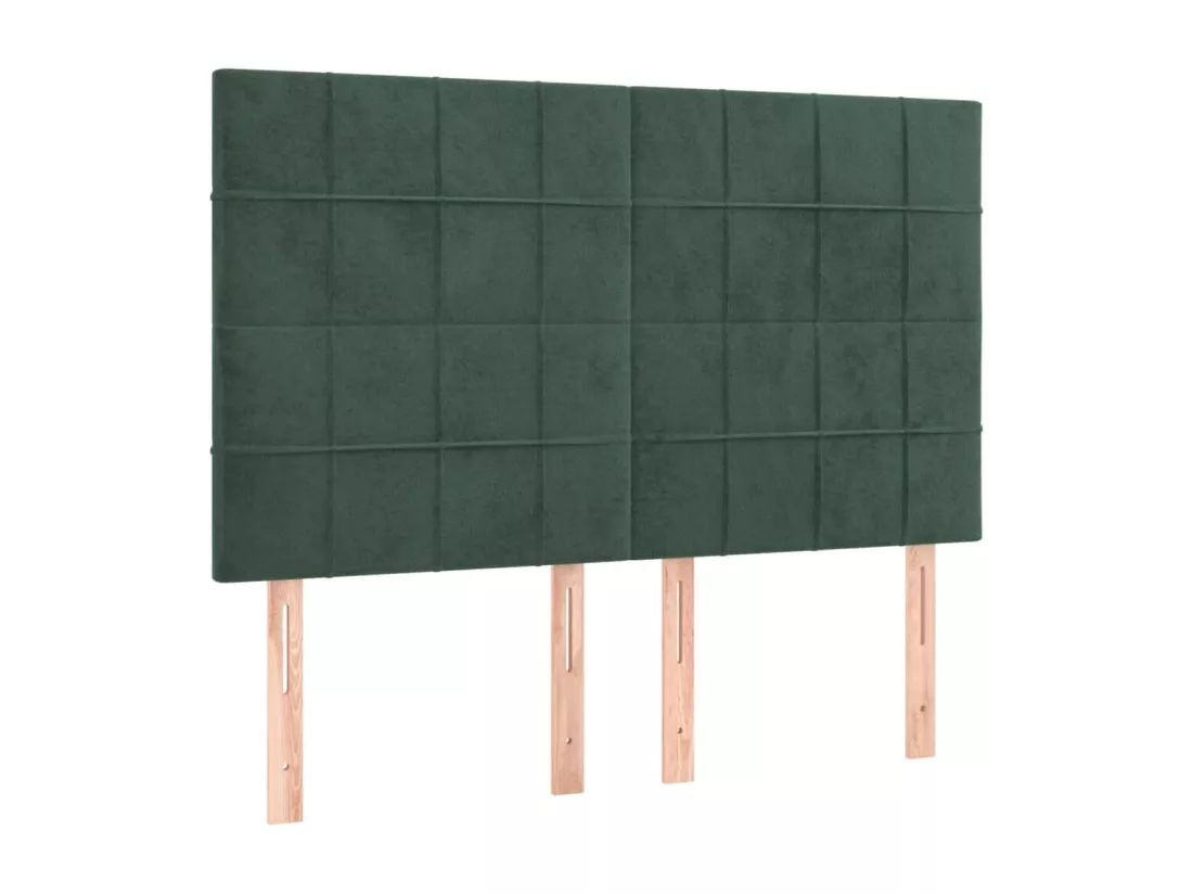 Sommier tapissier matelas et LED Vert foncé 140x200 cm Velours