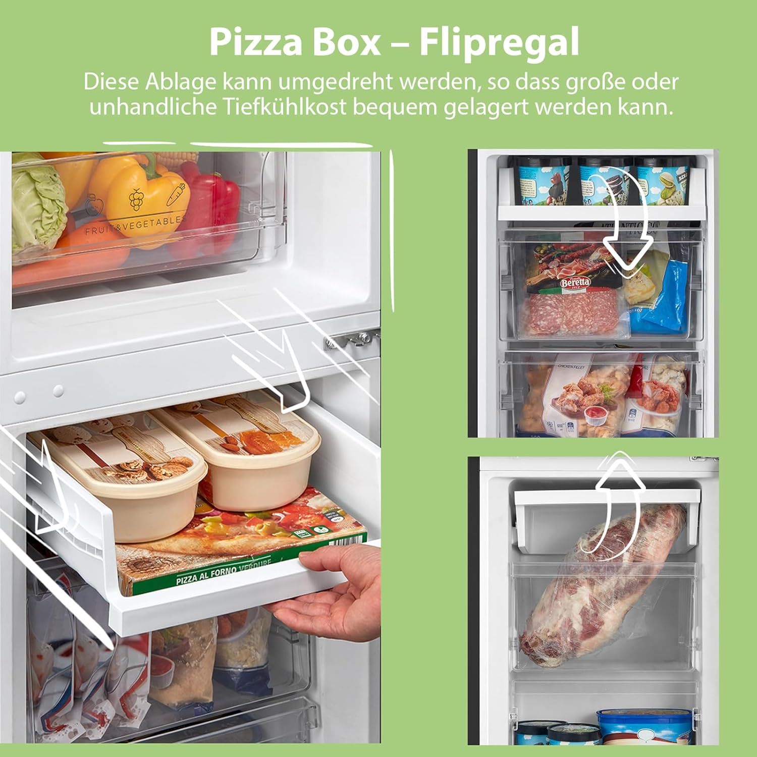Comfee‘ Kühlschrank mit Gefrierfach RCB169DK3 | 174L Kühl-Gefrierkombination (115L Kühlteil + 59L Gefrierteil), 150 cm Höhe | 156 kWh/Jahr, Low Frost, Leise 38 dB | LED-Licht | Freistehend, Schwarz
