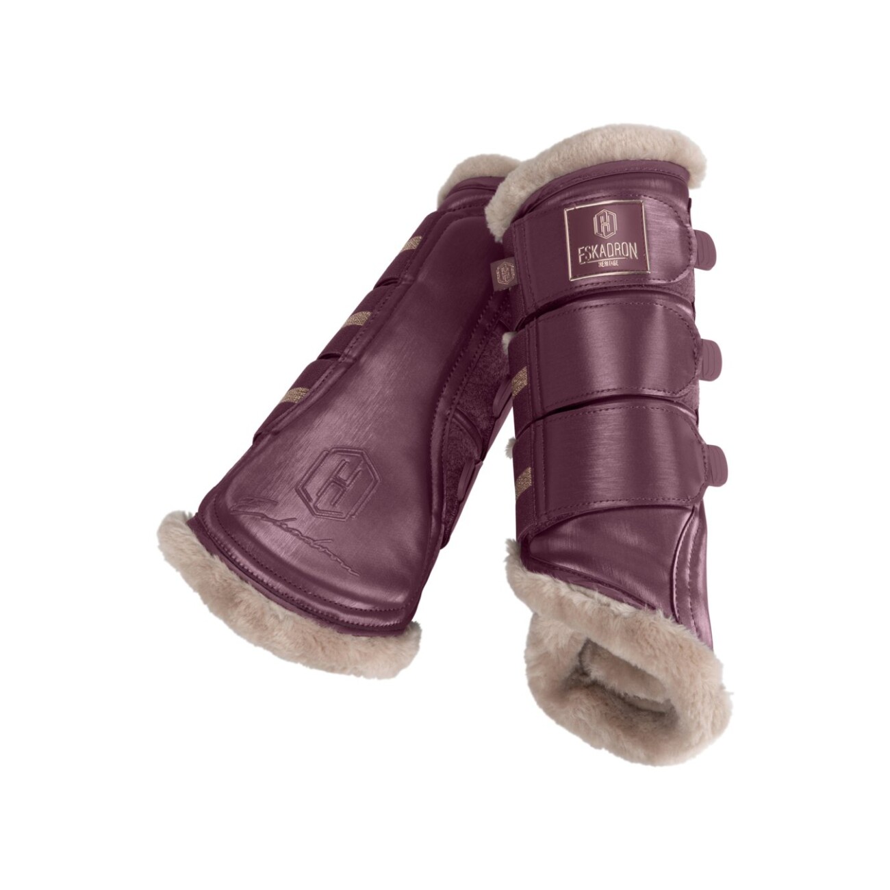 Eskadron Gamaschen Glamslate Heritage Kunstfell lila XL
