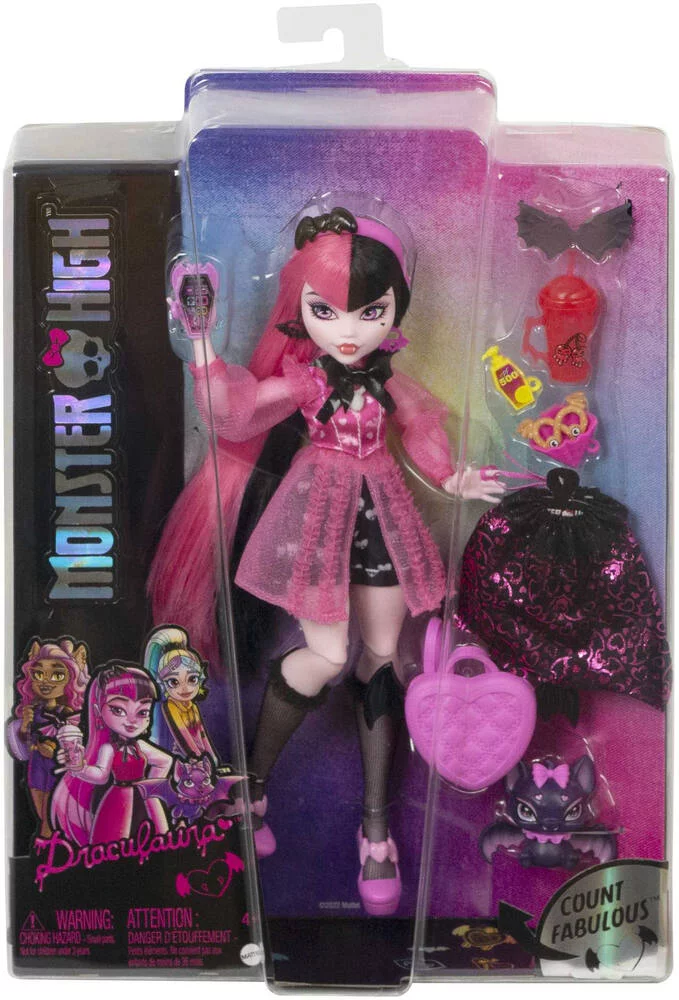 MONSTER HIGH -  POUPEE DRACULAURA AVEC CHAUVE-SOURIS DE COMPAGNIE