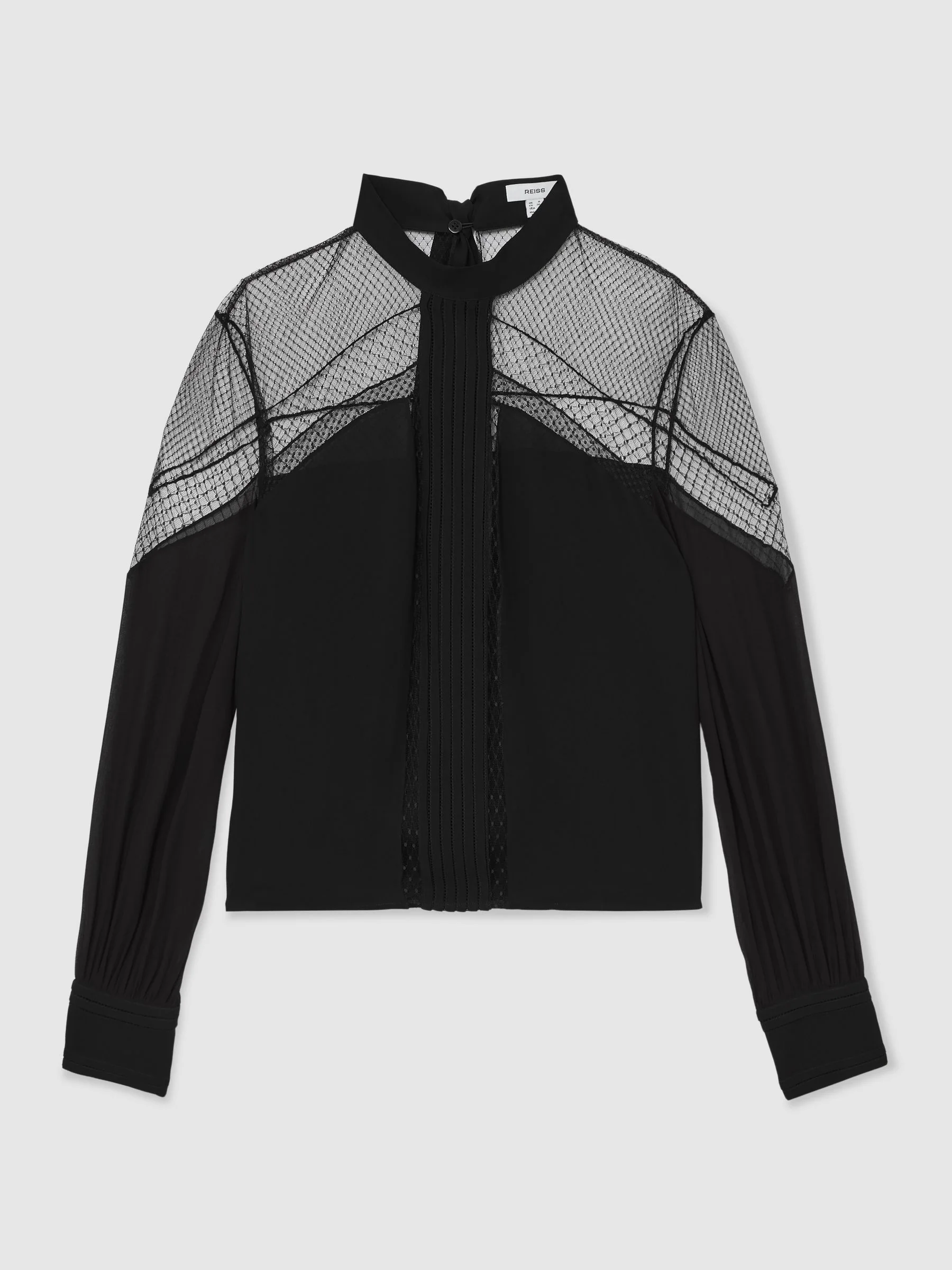 Reiss Marnie Lace-Insert Tie-Back Blouse