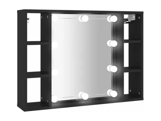 Armoire à miroir avec LED noir 76x15x55 cm