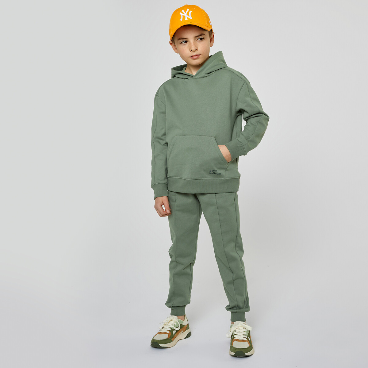 COLEÇÃO LA REDOUTE<br>Conjunto de 2 peças, moletom com capuz e calça de moletom fleece