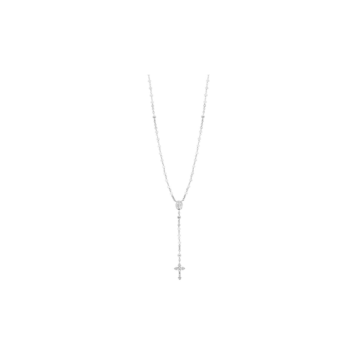 Chapelet boules blanches - Argent