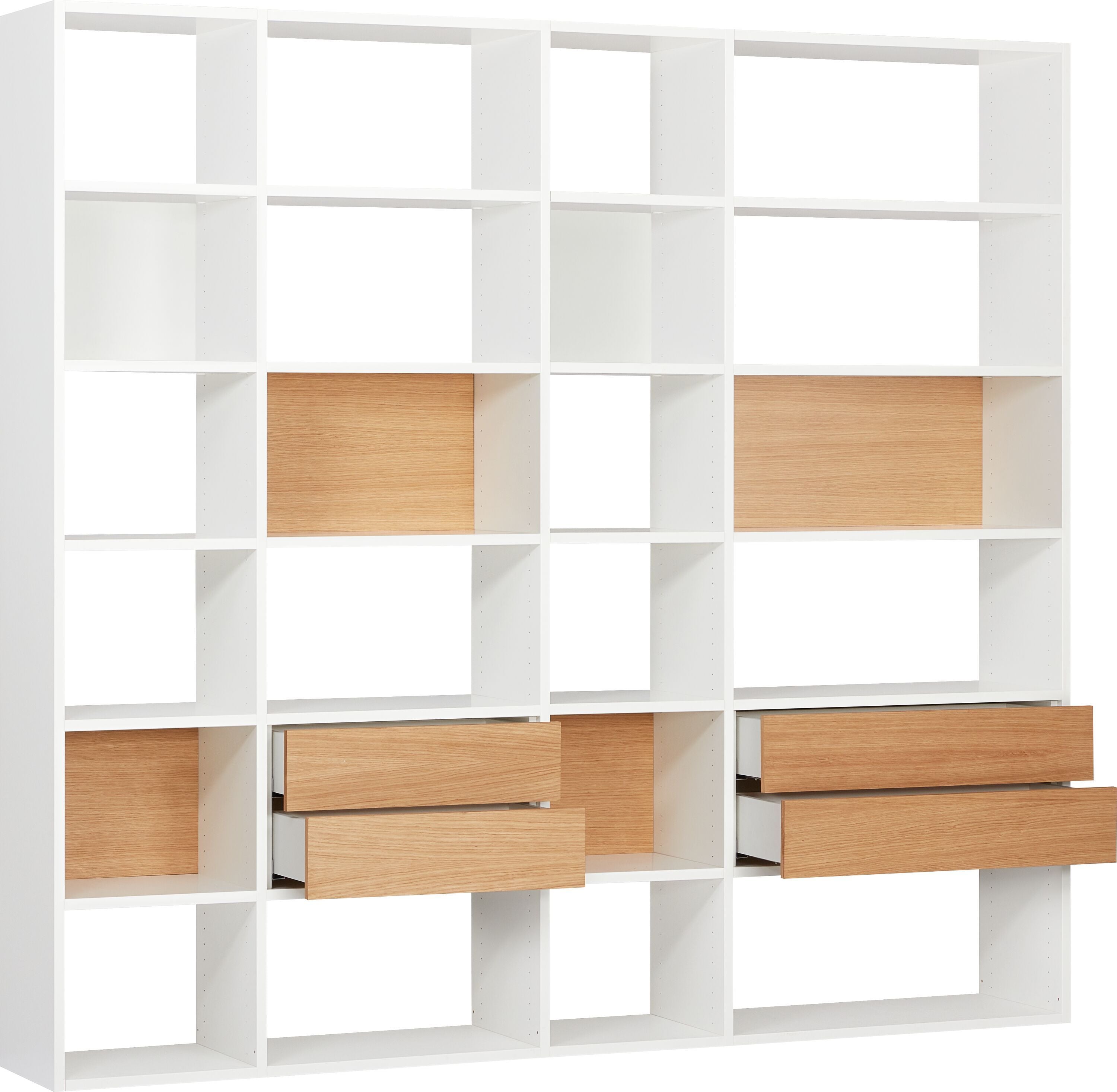 TARA Regal - Weiss / Eiche / B: 220.0 cm x T: 33.0 cm x H: 222.0 cm