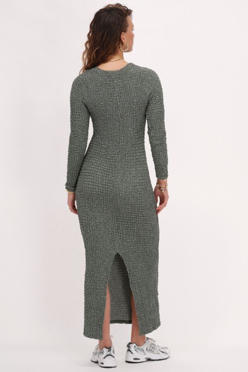 Groene maxi jurk met structuur & split