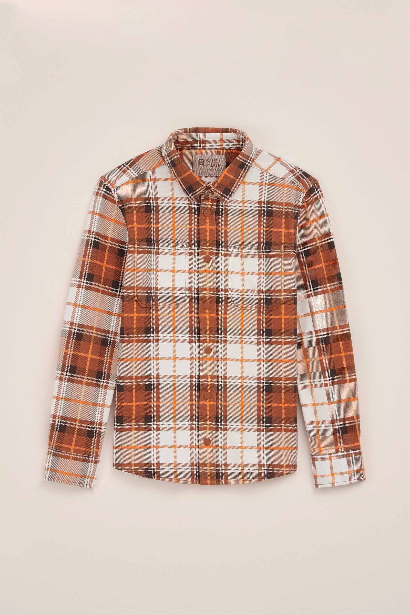 Jongens geprint katoenen overhemd met stretch Blue Ridge Oranje