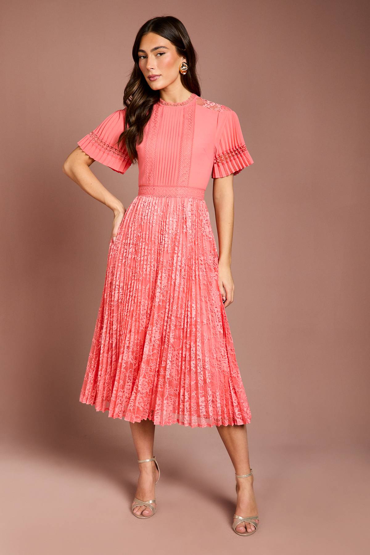 Coast Robe Midi En Dentelle Plissée