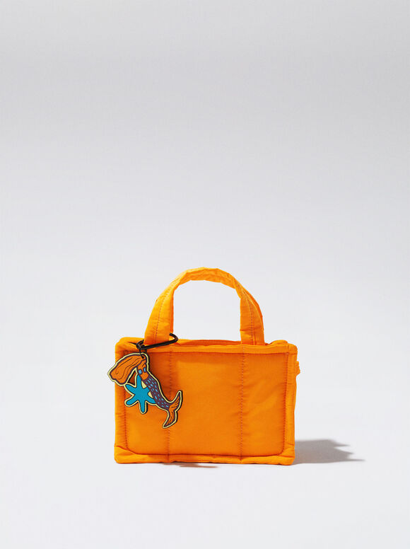 Bolsa de compras acolchoada em nylon - Laranja