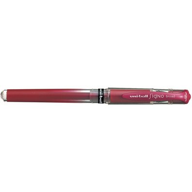 Stylo-bille uniball signo broad écriture large 0.8mm pointe 1mm grip caoutchouc encre gel résistant eau lumière argent