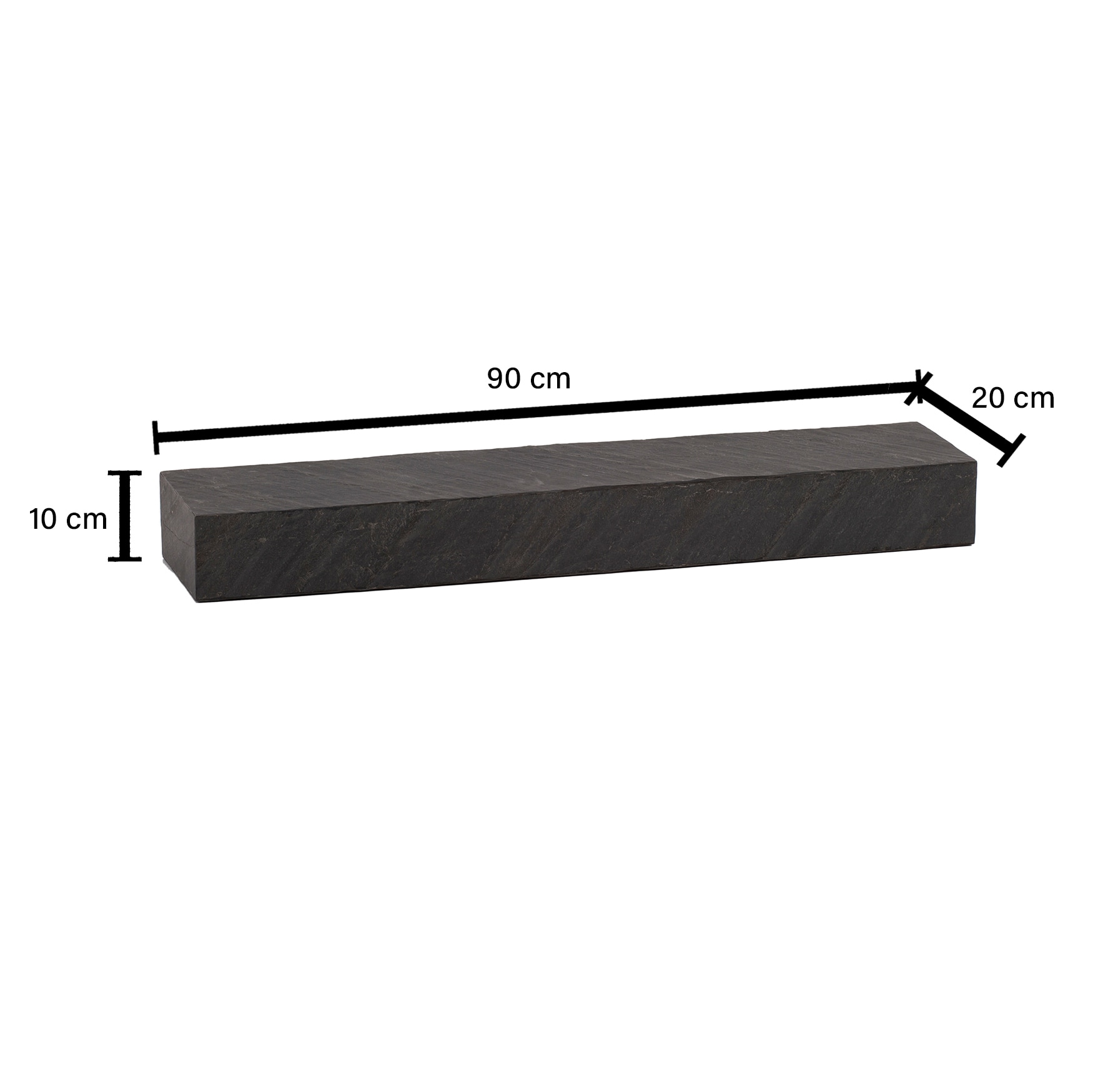 Wandregal 90x10x20 cm MDF Anthrazit 3D-Steinoptik