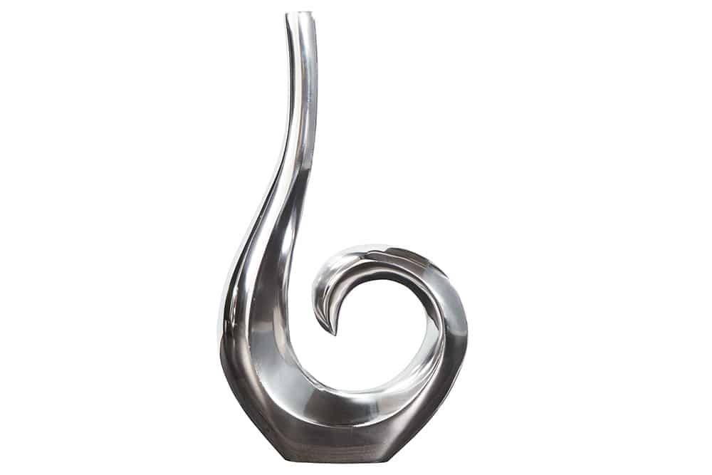 Moderne Vase WAVE 47cm silber Aluminium poliert Dekoration