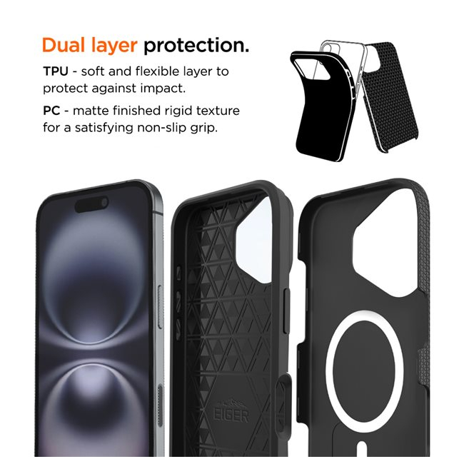 iPhone 16 MagSafe North Case Premium Hybrid Schutzhülle (EGCA00693) - Schwarz