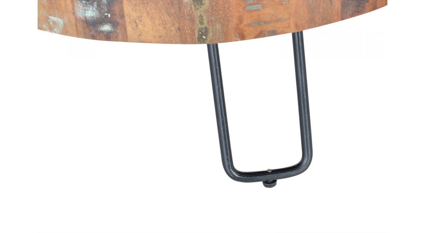 Table basse bois, métal marron 70x70x38cm - bois-métal