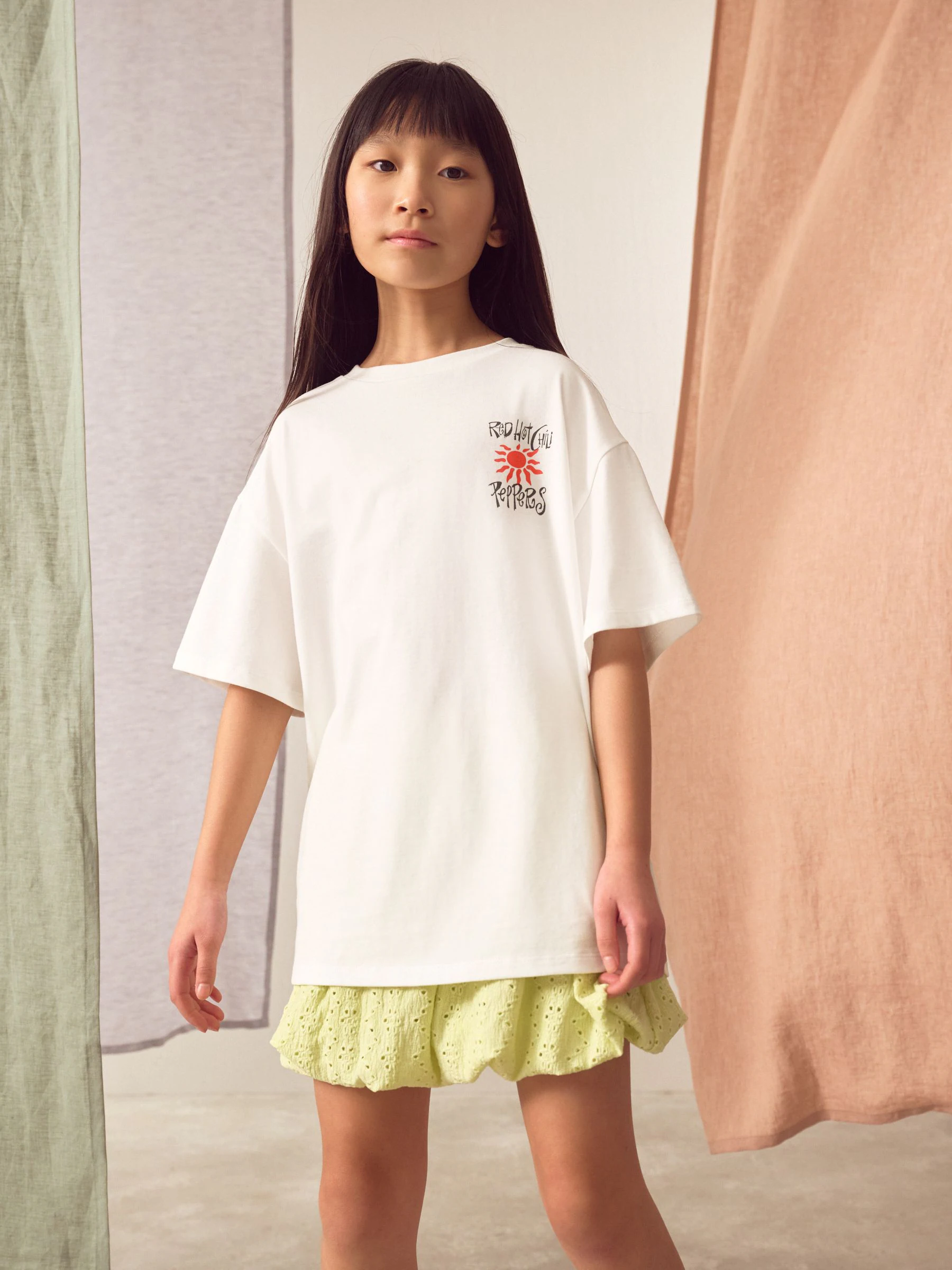 Wit - Oversized Rood Hot Chili Peppers Band T-shirt (3-16jaar)