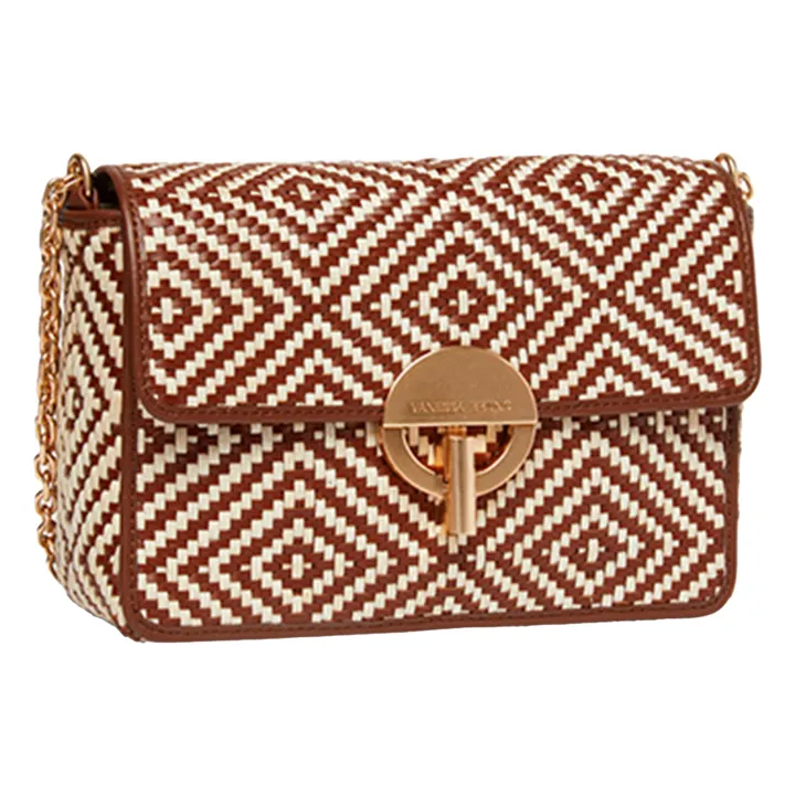 Vanessa Bruno Sac Moon PM Cuir et Coton Tressé | Cognac