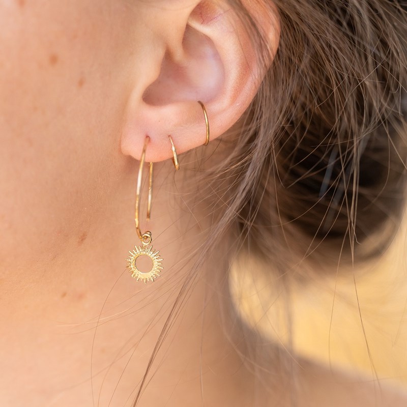 Boucles d'Oreilles Plaqué Or Créoles Rayons de Soleil