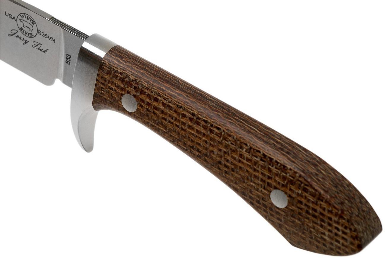 White River Knives Sendero Classic jachtmes Natural Burlap Micarta, Jerry Fisk design