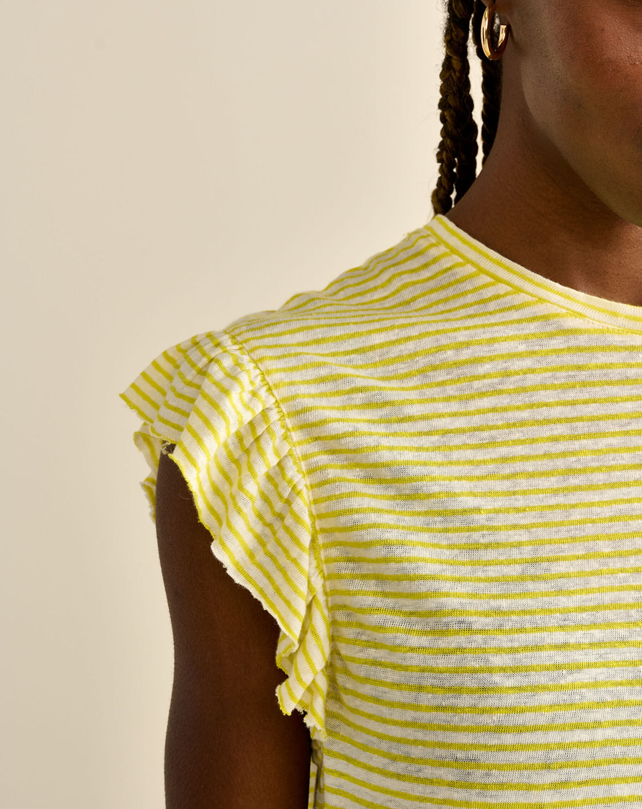 Bellerose Débardeur à volants 100% Lin Visam jaune