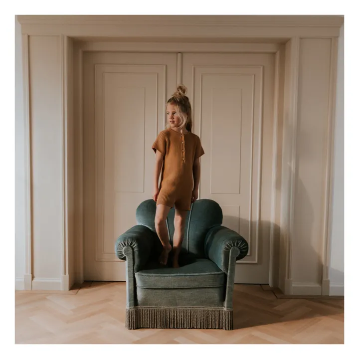 Yuki Combinaison Maille Ajourée Coton Bio | Camel