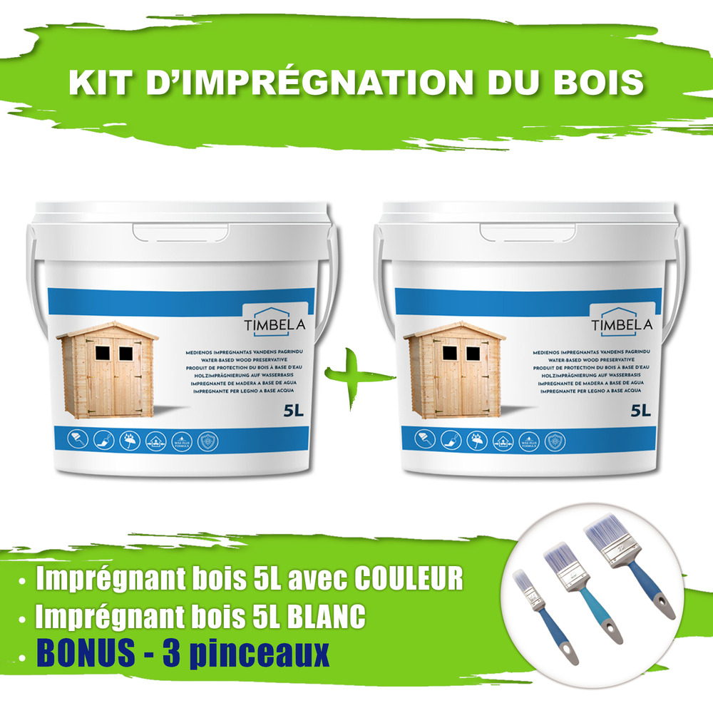 5 l de produit de protection blanc + 5 l de produit de protection chêne riche + cadeau lots de pinceaux