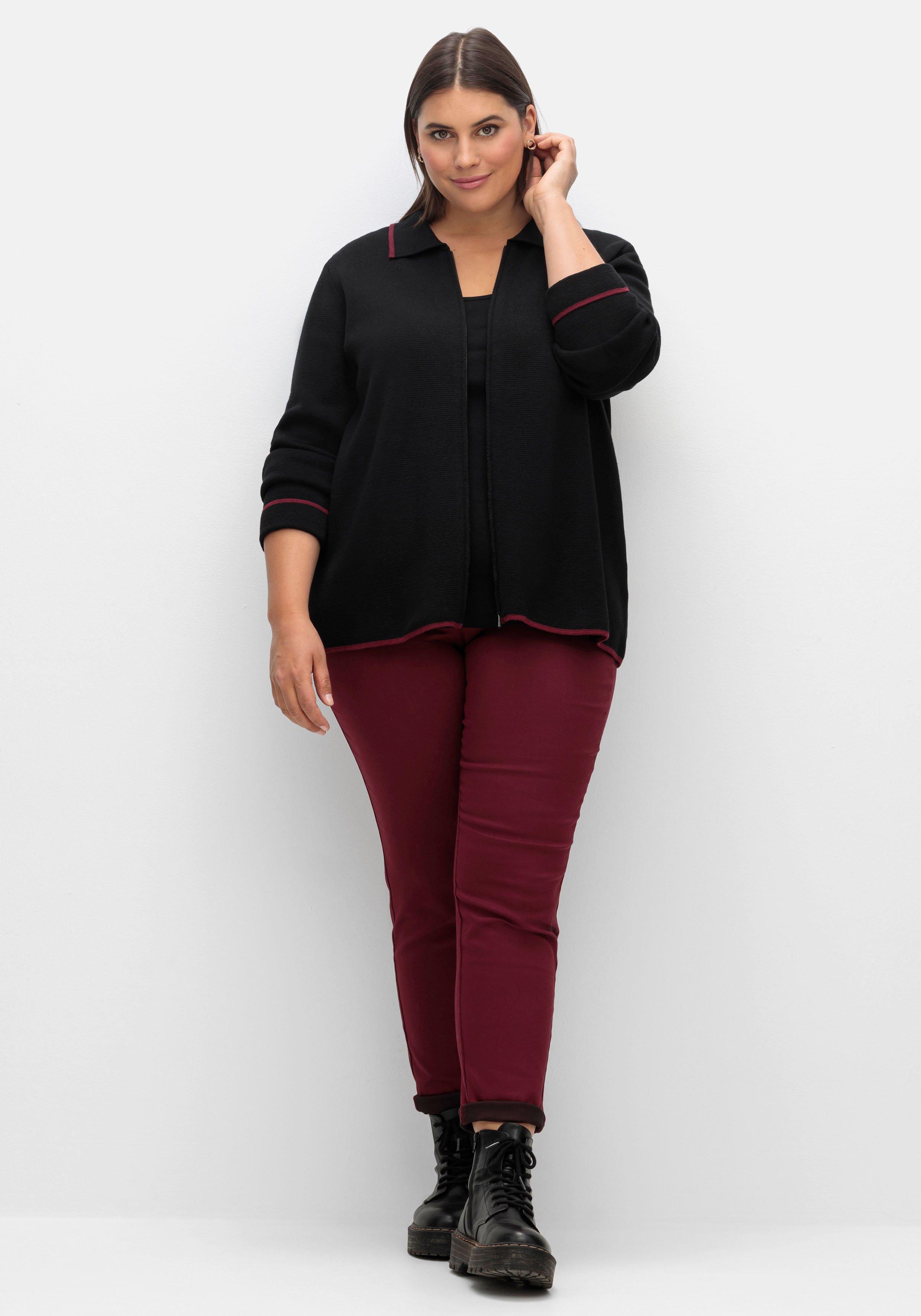 Strickjacke mit Polokragen und Reißverschluss