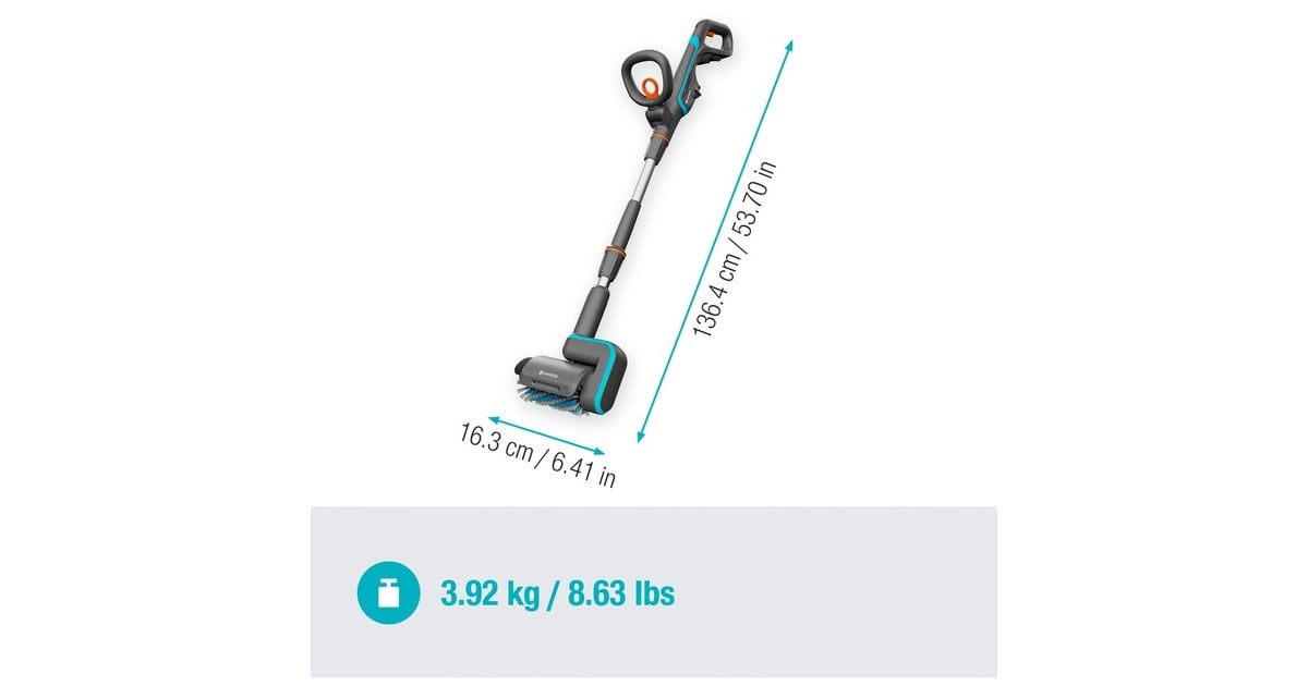 GARDENAAquaBrush Patio 18V P4A solo accu multi-reiniger vloerreiniger  (Grijs/turquoise, 14841-55, accu en lader niet inbegrepen, POWER FOR ALL ALLIANCE)