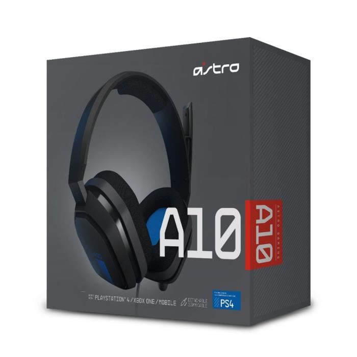 ASTRO Casque Gaming A10 Noir et Bleu - Compatible PS4