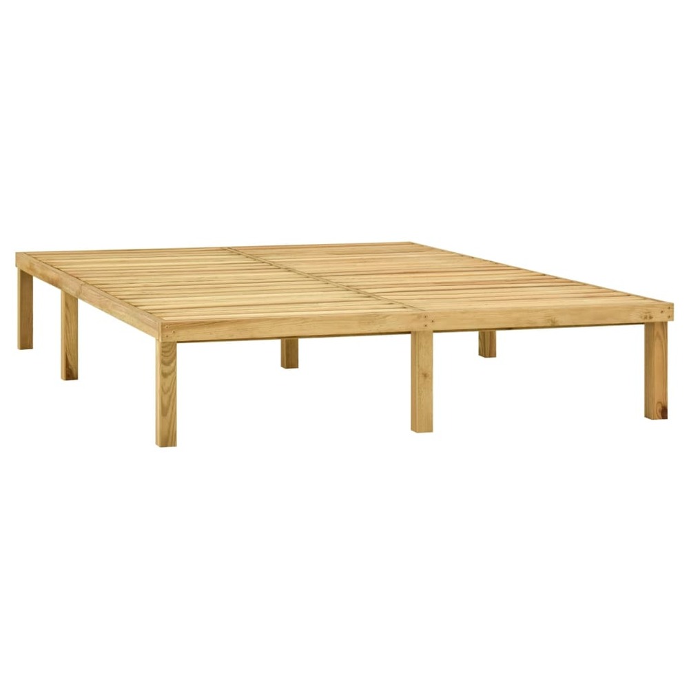 Transat chaise longue bain de soleil lit de jardin terrasse meuble d'extérieur double bois de pin imprégné de vert