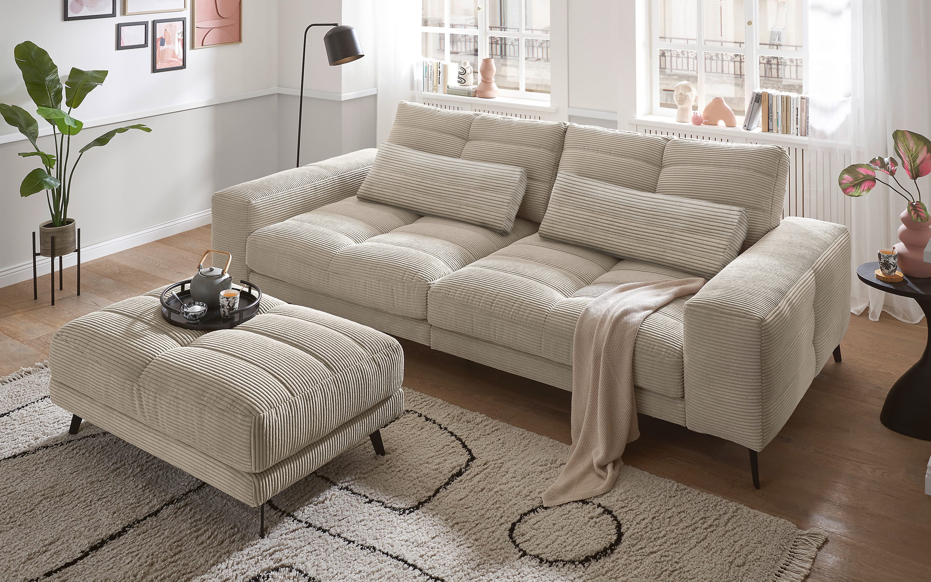 Bigsofa Helmond, stone, inkl. Kissen