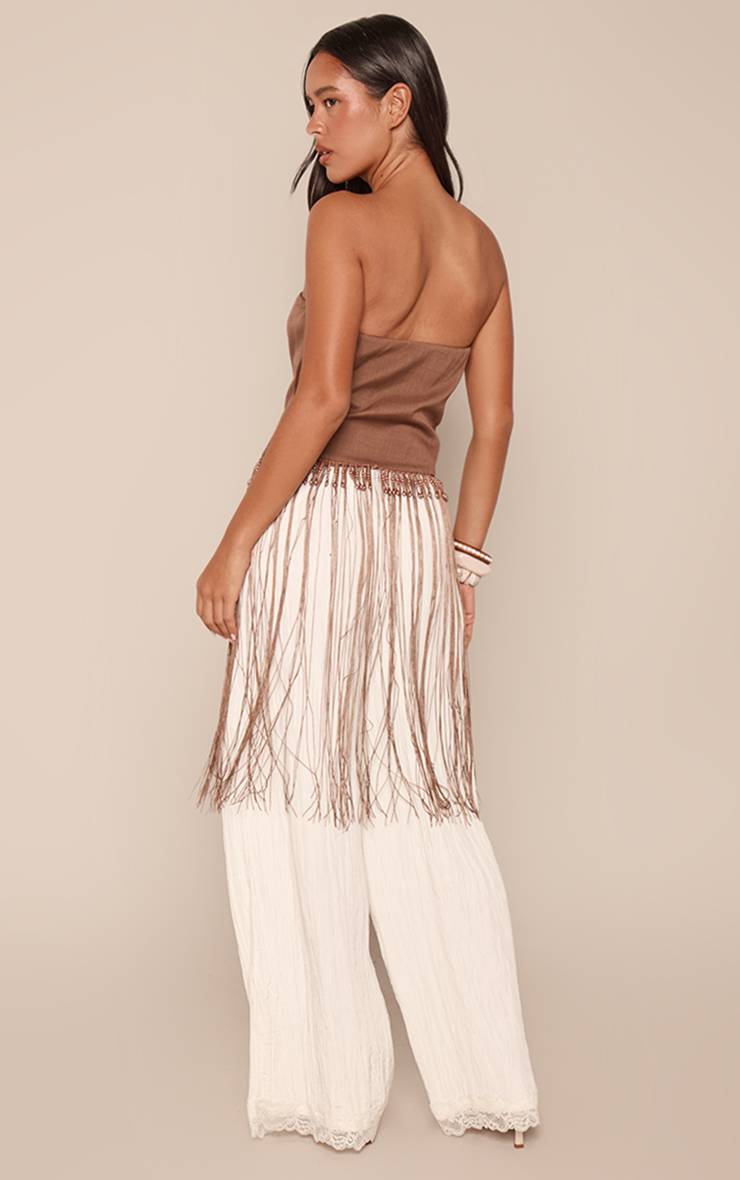 Chocolat Haut Bandeau Tissé À Franges