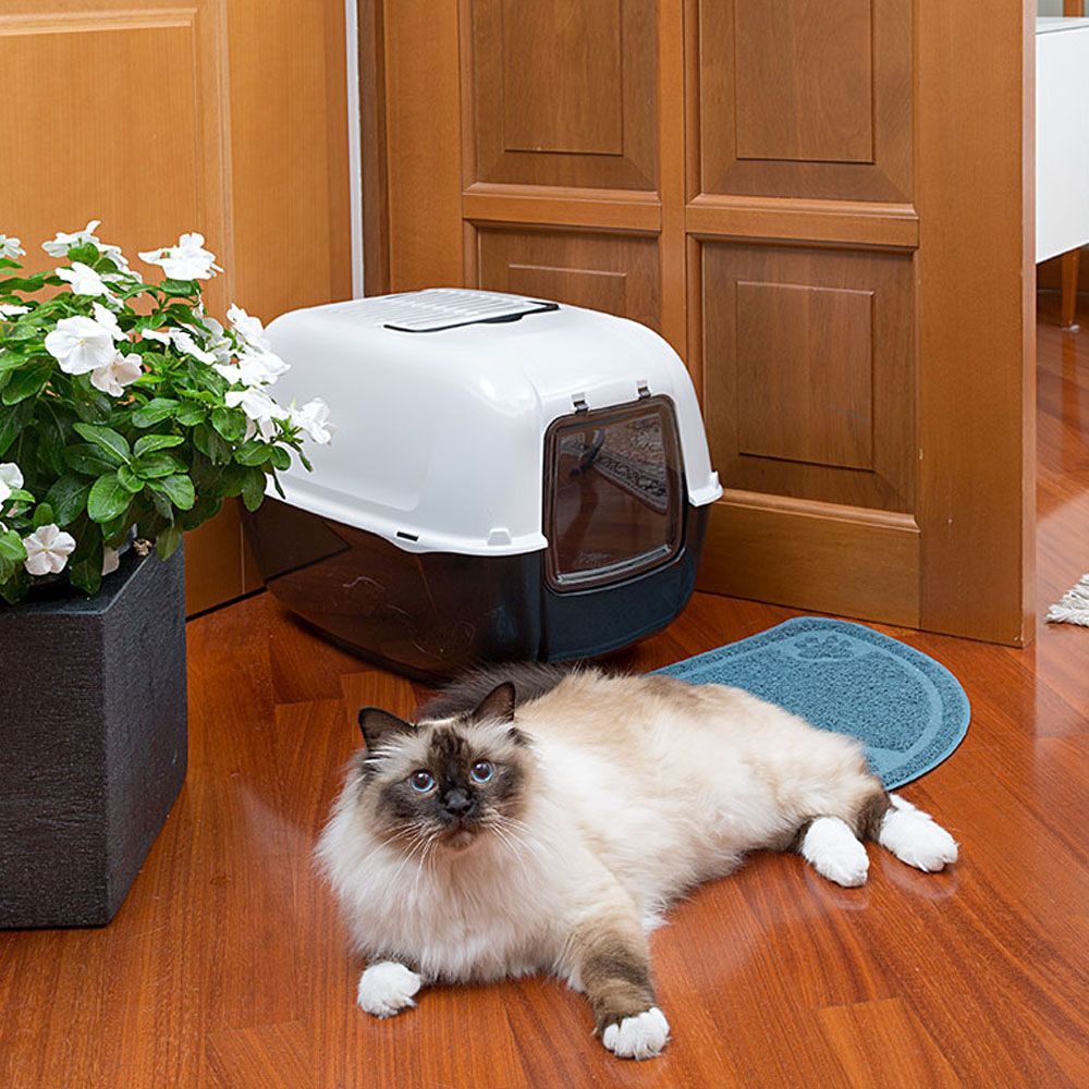 Ferplast bac litiere pour chat, maison de toilette pour chat, 2 filtres à charbon actif anti-odeur inclus, porte battante