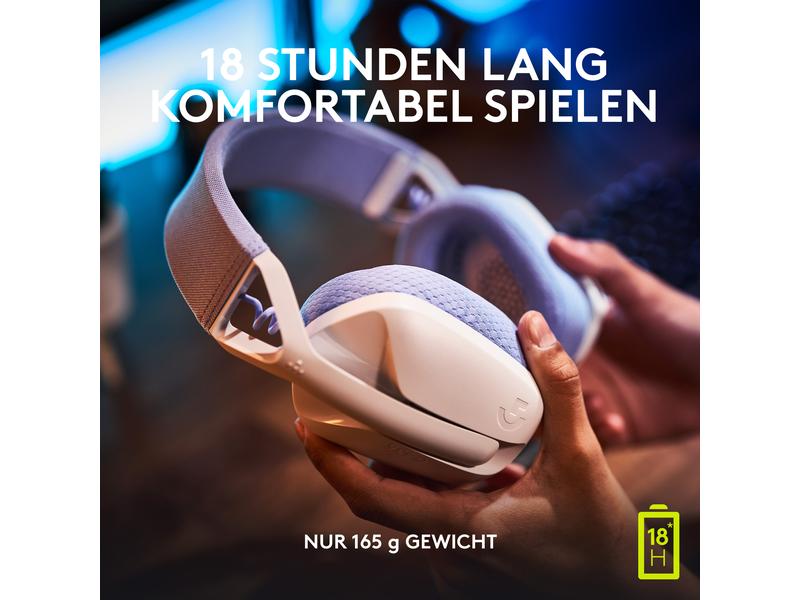 Logitech Headset G435 Gaming Lightspeed Weiss Kabelloses Gaming-Headset mit integrierten Beamforming-Mikrofonen und bis zu 18 Stunden Akkulaufzeit