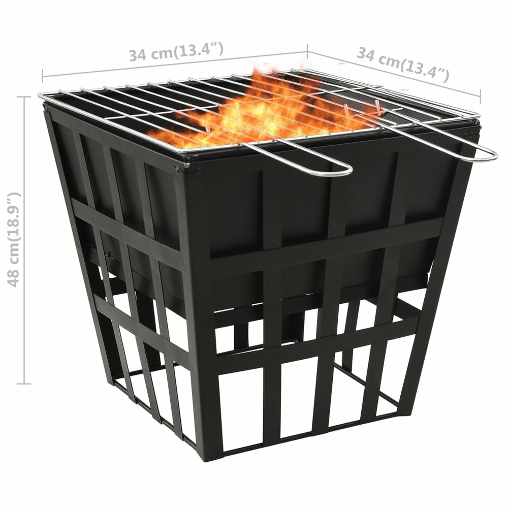 Foyer et barbecue 2 en 1 34x34x48 cm acier
