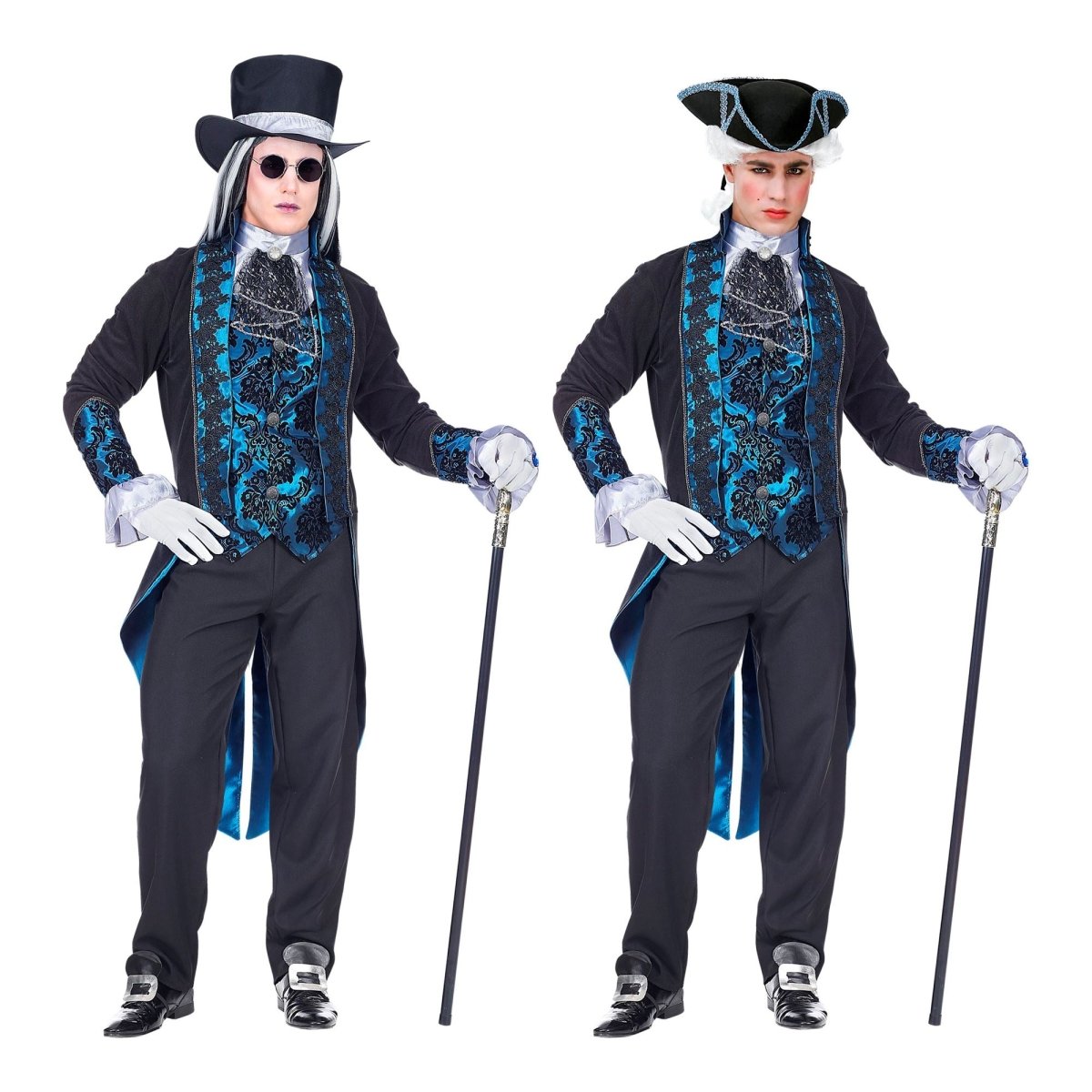 Halloween Kostuum Zwart Blauw Heren Vampier