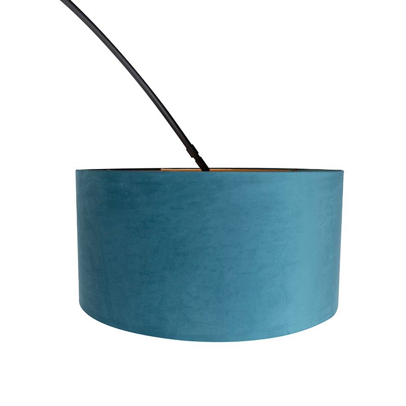 Booglamp zwart velours kap blauw met goud 50 cm - XXL