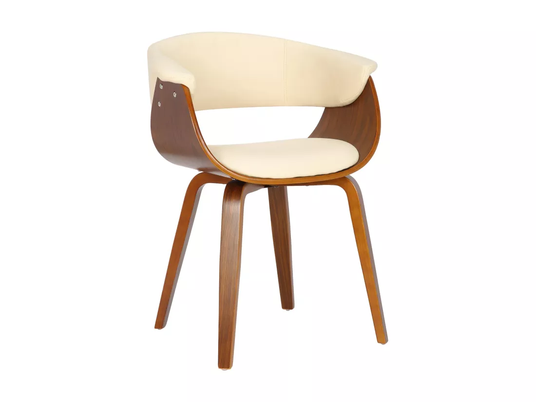 Lot de 2 chaise salle à manger - Bois & Blanc - Crème - Bruce