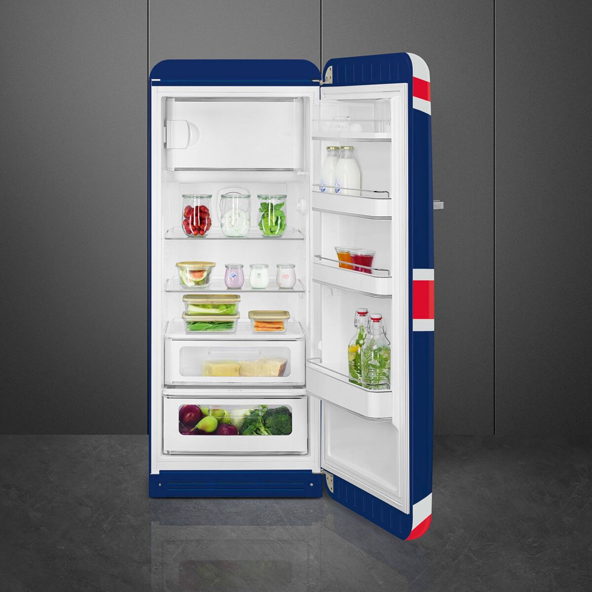 Smeg FAB28RDUJ6 Kjøleskap med Fryser 153cm Høyrehengt Union Jack