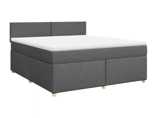 Sommier à lattes de lit avec matelas Gris foncé 180x200cm Tissu